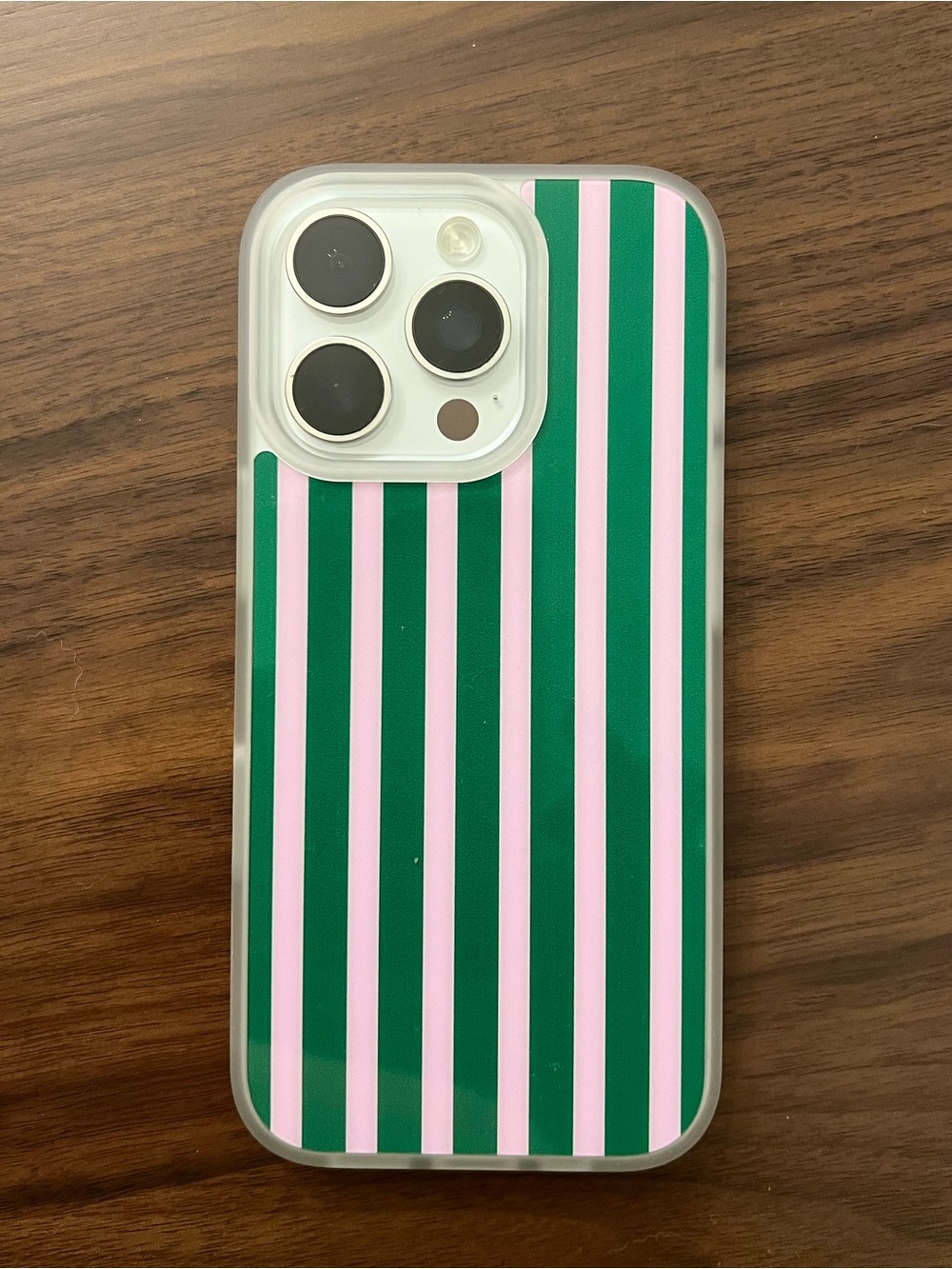 Green Pink Stripe Watermelon Cute iPhone 16Pro Phone Case Durable Easy Clean